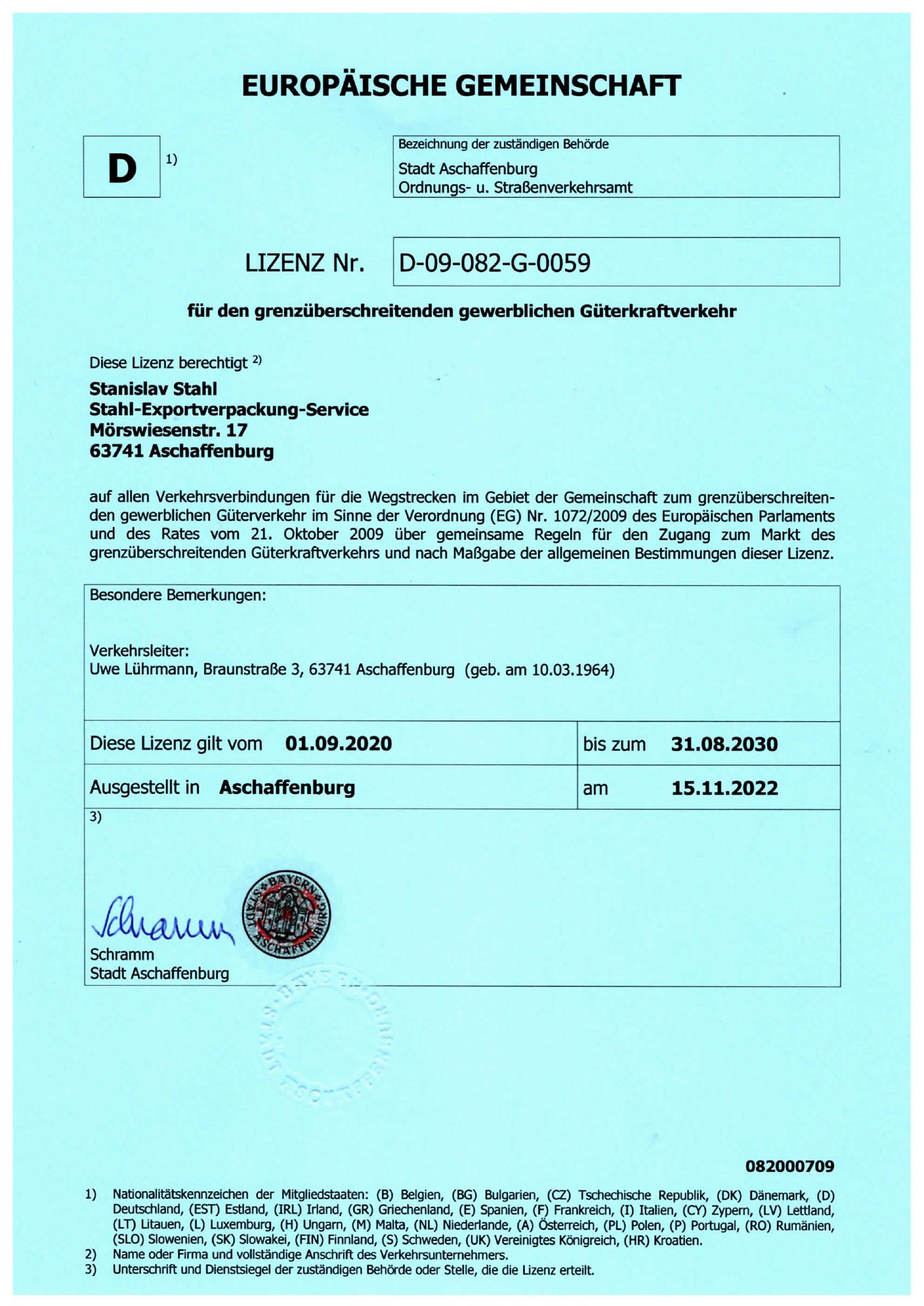 Europäische Gemeinschaft für den grenzüberschreitenden gewerblichen Güterverkehr